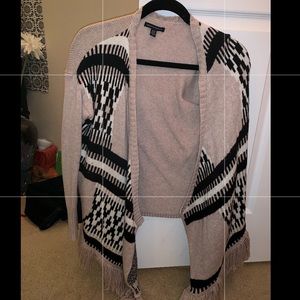 Patterned Cardigan with Fringe
